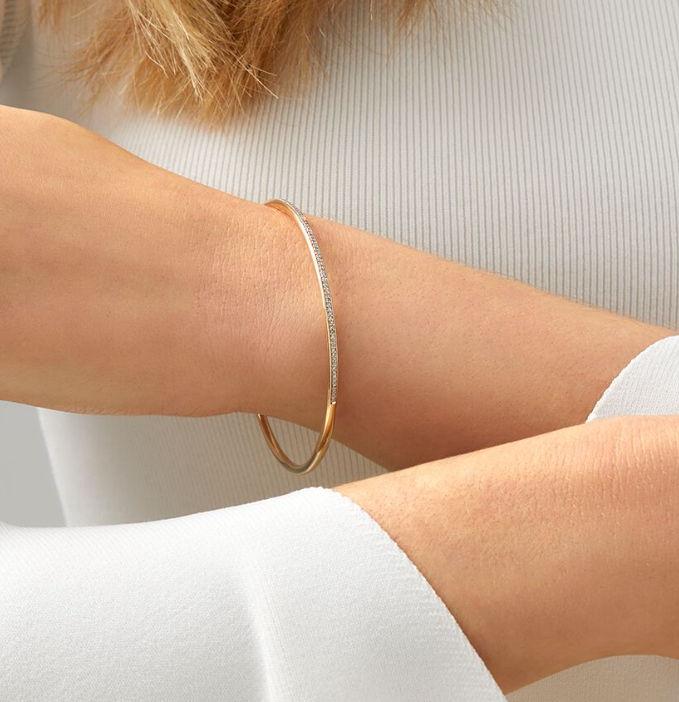 Bangle with 1 CTW of Natural Diamonds in 14kt Yellow Gold